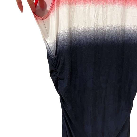 Tommy Hilfiger Ombre Red White Blue Rushed Sides Midi Maternity Dress NWOT (L) - Picture 4 of 8